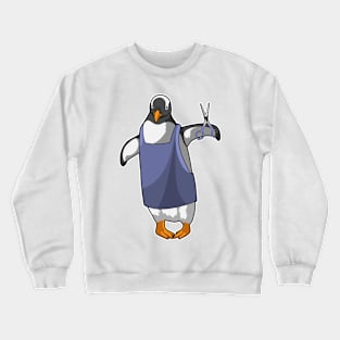 Penguin as Hairdresser with Scissors Crewneck Sweatshirt